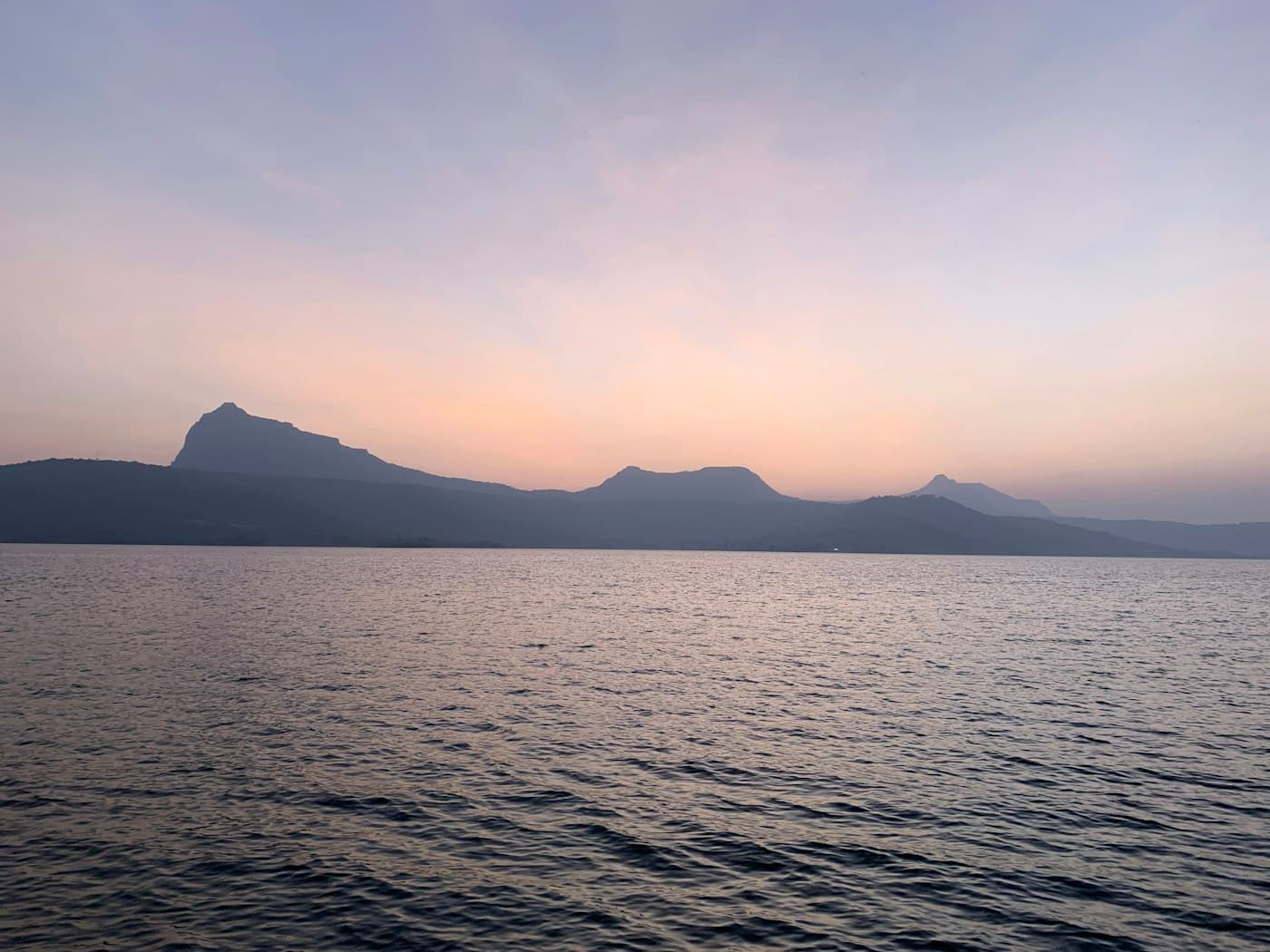 Lake and hills in the Pune region at dusk · landscape inspiration