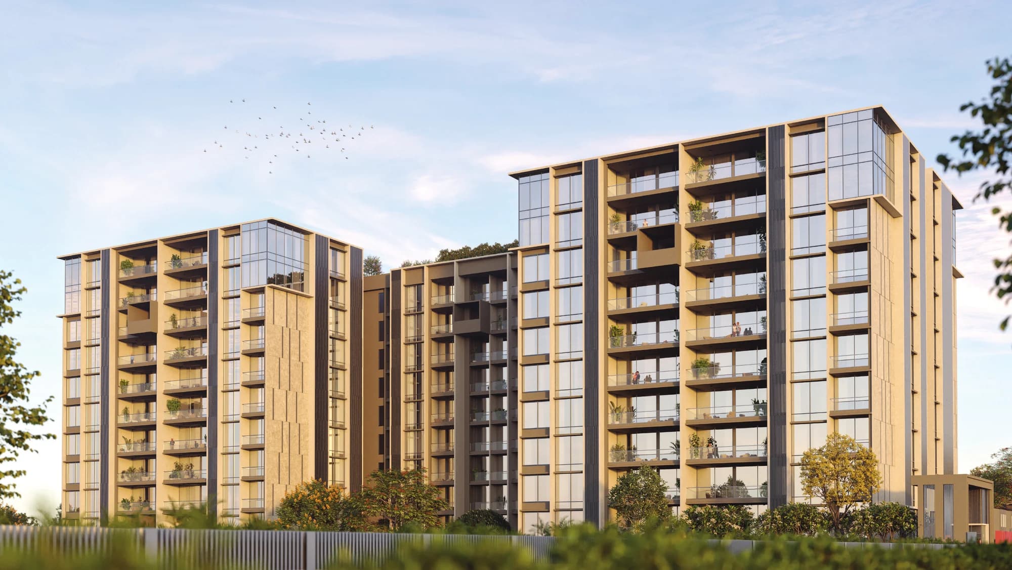 EKAANTA residential buildings and landscaping · brochure illustration